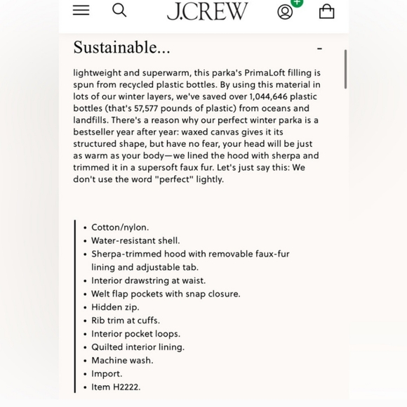 J Crew Perfect Winter Waxed Parka Primaloft Faux Fur Olive Gree Small - Picture 3 of 16